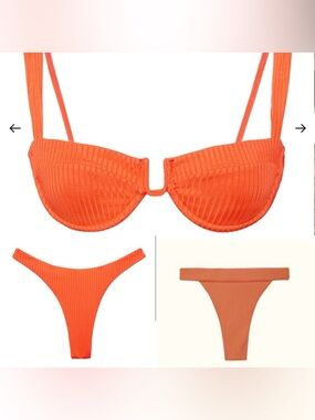 Monday Swimwear papaya rib bikini set with multiple bottoms